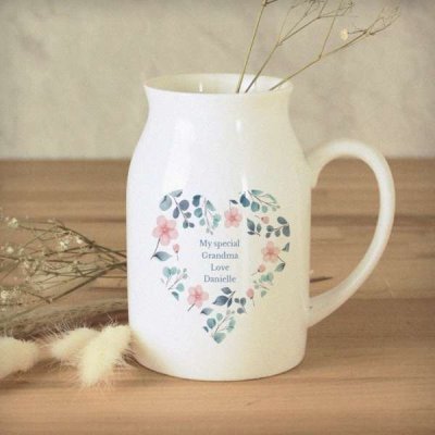 (image for) Personalised Floral Heart Flower Jug