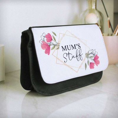 (image for) Personalised Pink Floral Make Up Bag