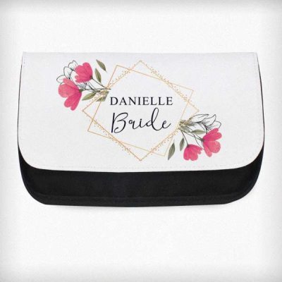 (image for) Personalised Pink Floral Make Up Bag