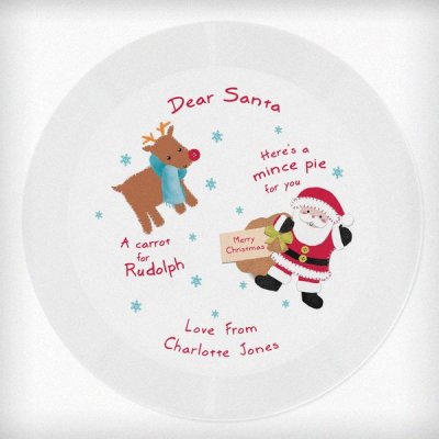 (image for) Personalised Santa and Rudolph Christmas Eve Mince Pie Plastic Plate