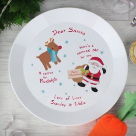 (image for) Personalised Santa and Rudolph Christmas Eve Mince Pie Plastic Plate