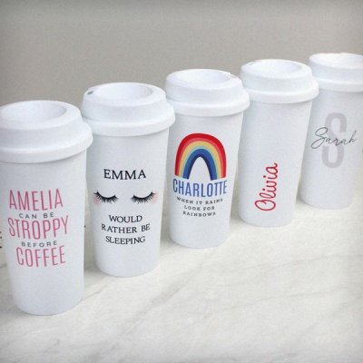 (image for) Personalised Pink Name Island Insulated Eco Travel Cup