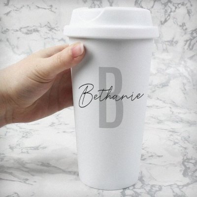 (image for) Personalised Initial & Name Insulated Eco Travel Cup