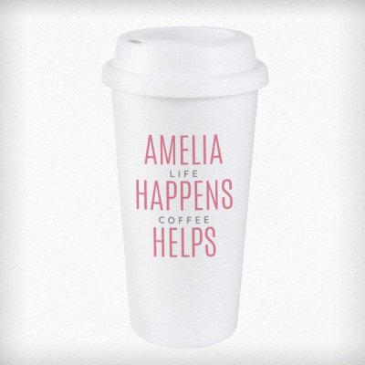 (image for) Personalised Pink Text Slogan Insulated Eco Travel Cup