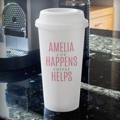 (image for) Personalised Pink Text Slogan Insulated Eco Travel Cup