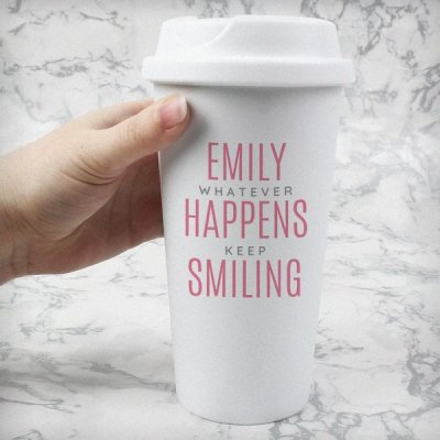 (image for) Personalised Pink Text Slogan Insulated Eco Travel Cup