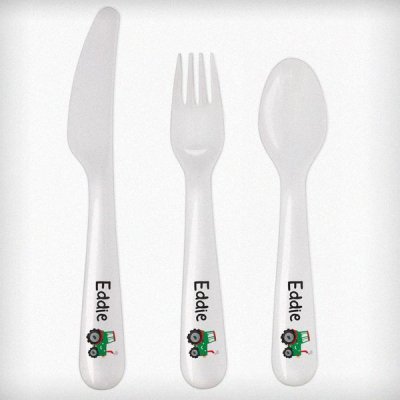 (image for) Personalised Tractor 3 Piece Plastic Cutlery Set