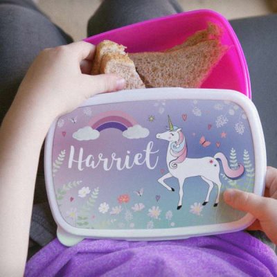 (image for) Personalised Unicorn Name Only Pink Lunch Box