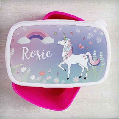 (image for) Personalised Unicorn Name Only Pink Lunch Box