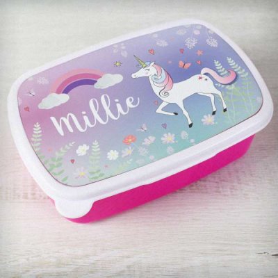 (image for) Personalised Unicorn Name Only Pink Lunch Box