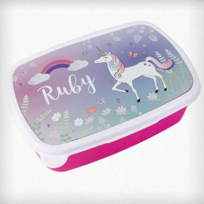 (image for) Personalised Unicorn Name Only Pink Lunch Box