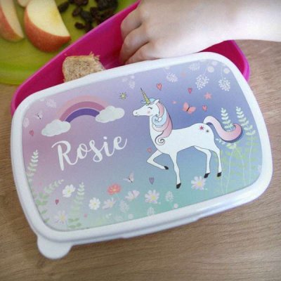 (image for) Personalised Unicorn Name Only Pink Lunch Box