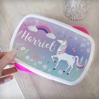 (image for) Personalised Unicorn Name Only Pink Lunch Box