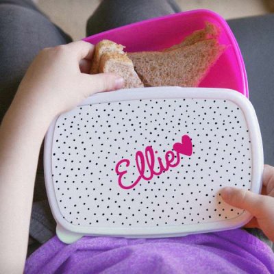 (image for) Personalised Pink Heart Name Only Pink Lunch Box