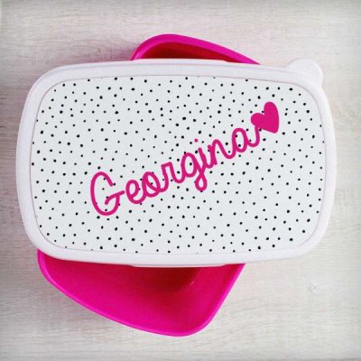 (image for) Personalised Pink Heart Name Only Pink Lunch Box