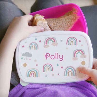 (image for) Personalised Rainbow Name Only Pink Lunch Box