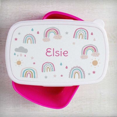 (image for) Personalised Rainbow Name Only Pink Lunch Box