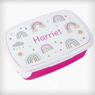 (image for) Personalised Rainbow Name Only Pink Lunch Box