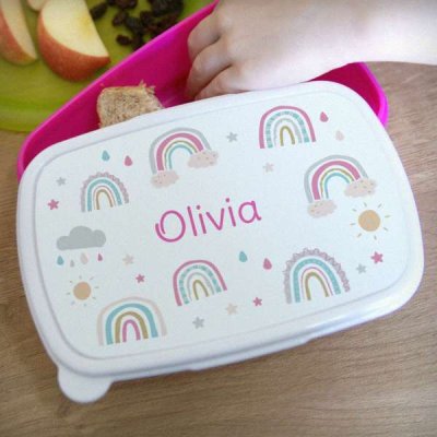 (image for) Personalised Rainbow Name Only Pink Lunch Box