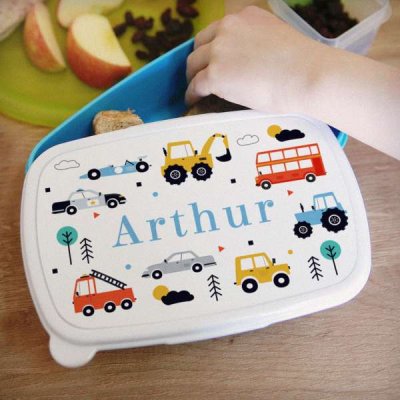 (image for) Personalised Vehicles Name Only Blue Lunch Box