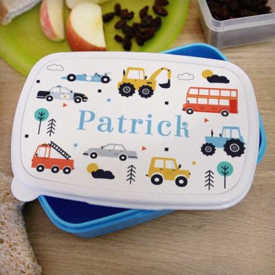 (image for) Personalised Vehicles Name Only Blue Lunch Box