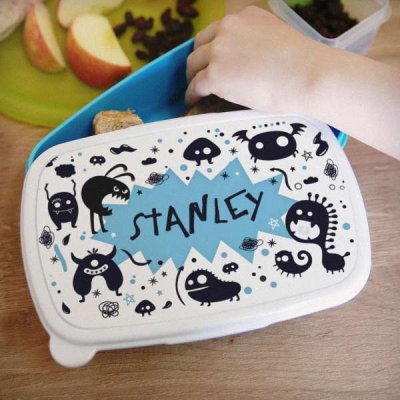 (image for) Personalised Monsters Name Only Blue Lunch Box