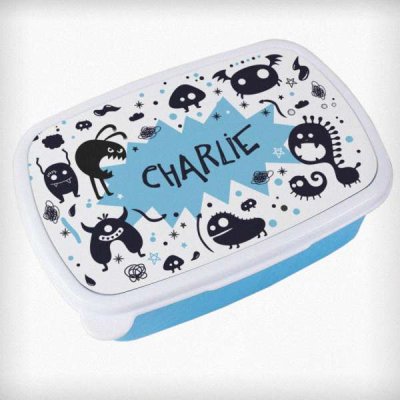 (image for) Personalised Monsters Name Only Blue Lunch Box