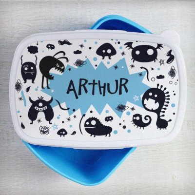 (image for) Personalised Monsters Name Only Blue Lunch Box