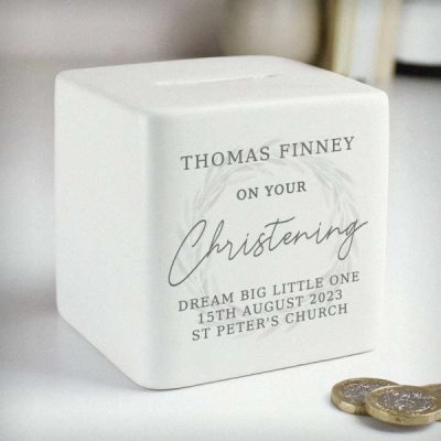 (image for) Personalised Christening Ceramic Square Money Box