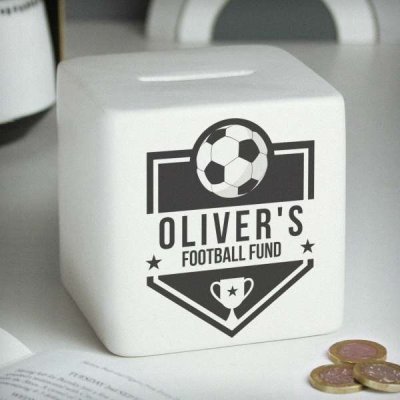 (image for) Personalised Football Badge Ceramic Square Money Box