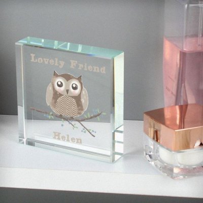 (image for) Personalised Woodland Owl Large Crystal Token