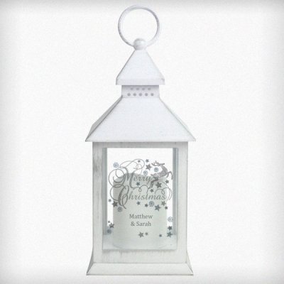 (image for) Personalised Silver Reindeer White Lantern