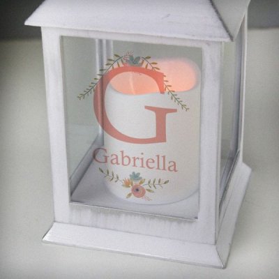 (image for) Personalised Floral Bouquet White Lantern