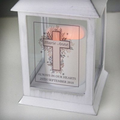 (image for) Personalised Floral Cross White Lantern