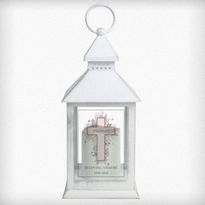 (image for) Personalised Floral Cross White Lantern