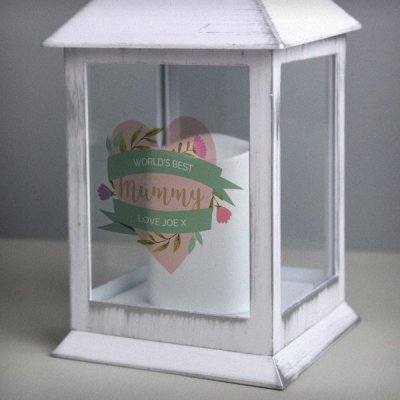 (image for) Personalised Floral Mother's Day White Lantern