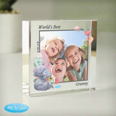 (image for) Personalised Me To You Floral Photo Upload Crystal Token