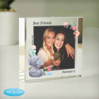 (image for) Personalised Me To You Floral Photo Upload Crystal Token