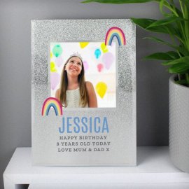 (image for) Personalised Rainbow 4x4 Glitter Glass Photo Frame