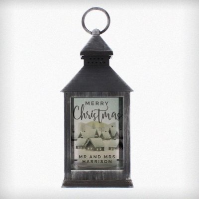 (image for) Personalised Town Christmas Rustic Black Lantern