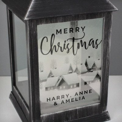 (image for) Personalised Town Christmas Rustic Black Lantern