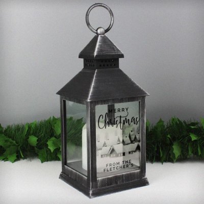 (image for) Personalised Town Christmas Rustic Black Lantern