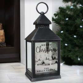 (image for) Personalised Town Christmas Rustic Black Lantern