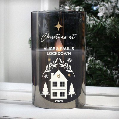 (image for) Personalised Christmas Smoked Glass LED Candle