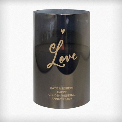 (image for) Personalised Love Smoked Glass LED Candle