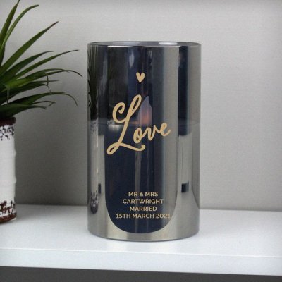 (image for) Personalised Love Smoked Glass LED Candle