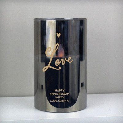 (image for) Personalised Love Smoked Glass LED Candle