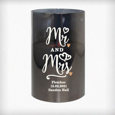 (image for) Personalised Mr & Mrs Smoked Glass LED Candle