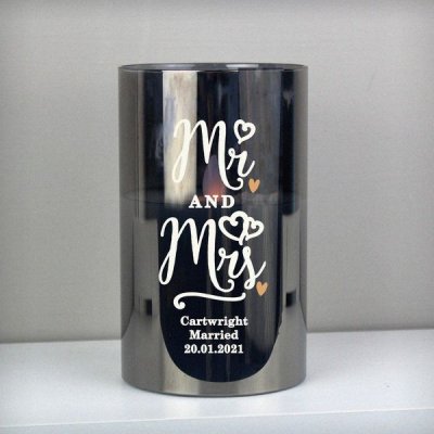 (image for) Personalised Mr & Mrs Smoked Glass LED Candle