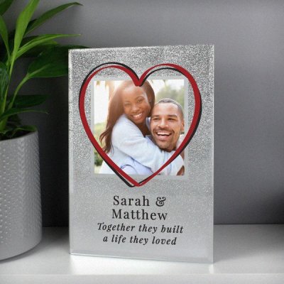 (image for) Personalised Heart 4x4 Glitter Glass Photo Frame